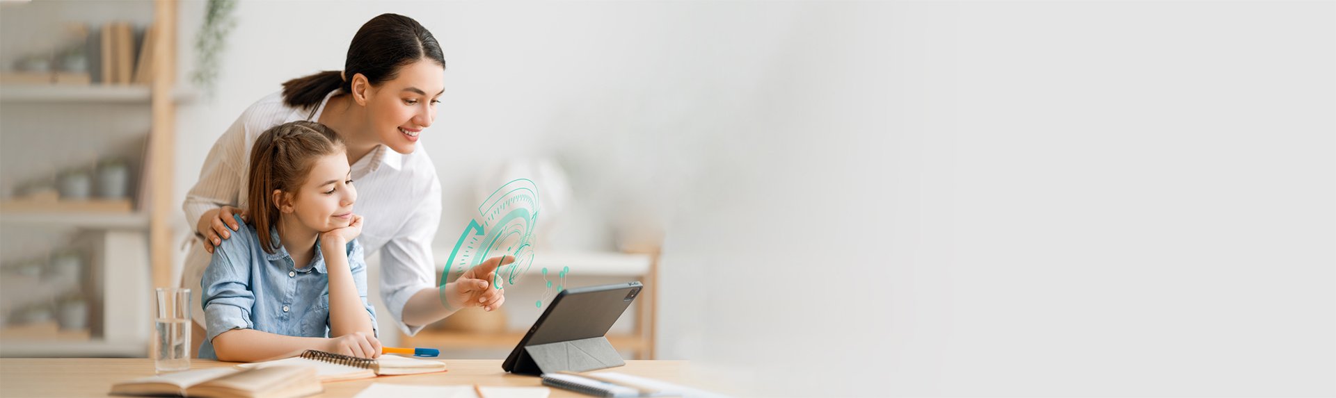 Girl doing homework or online education.